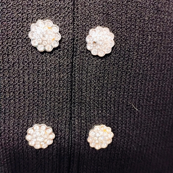 st john evening Elegant Black Collared Jacket With Rhinestone Buttons - Picture 4 of 7